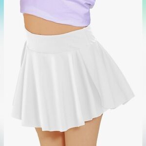 Girls White Skort , Athletic Skirts for Tennis Golf Butterfly Shorts with Pocket